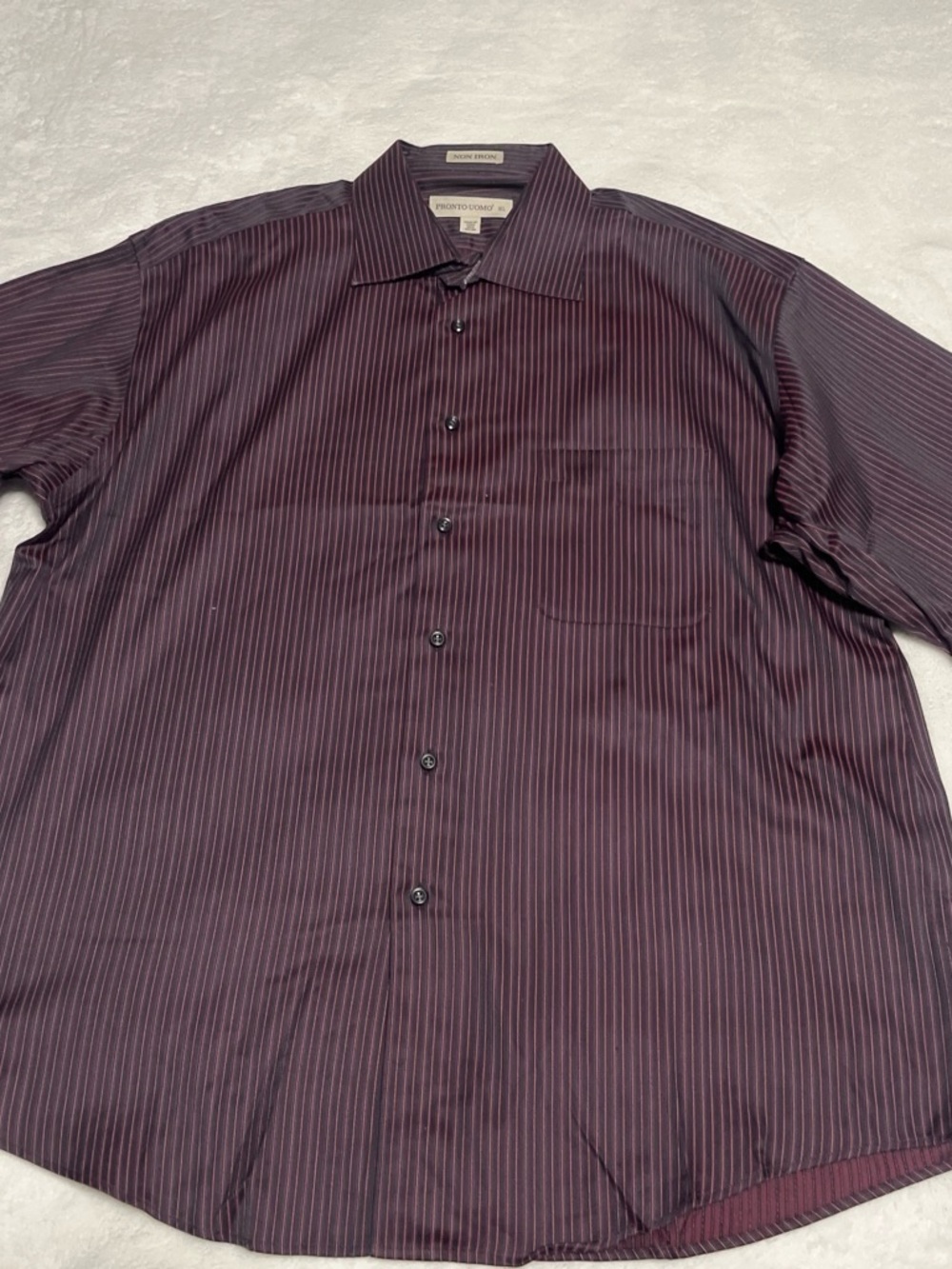 Pronto Uomo Men's Burgundy and Black Pinstripe Button-Down Shirt